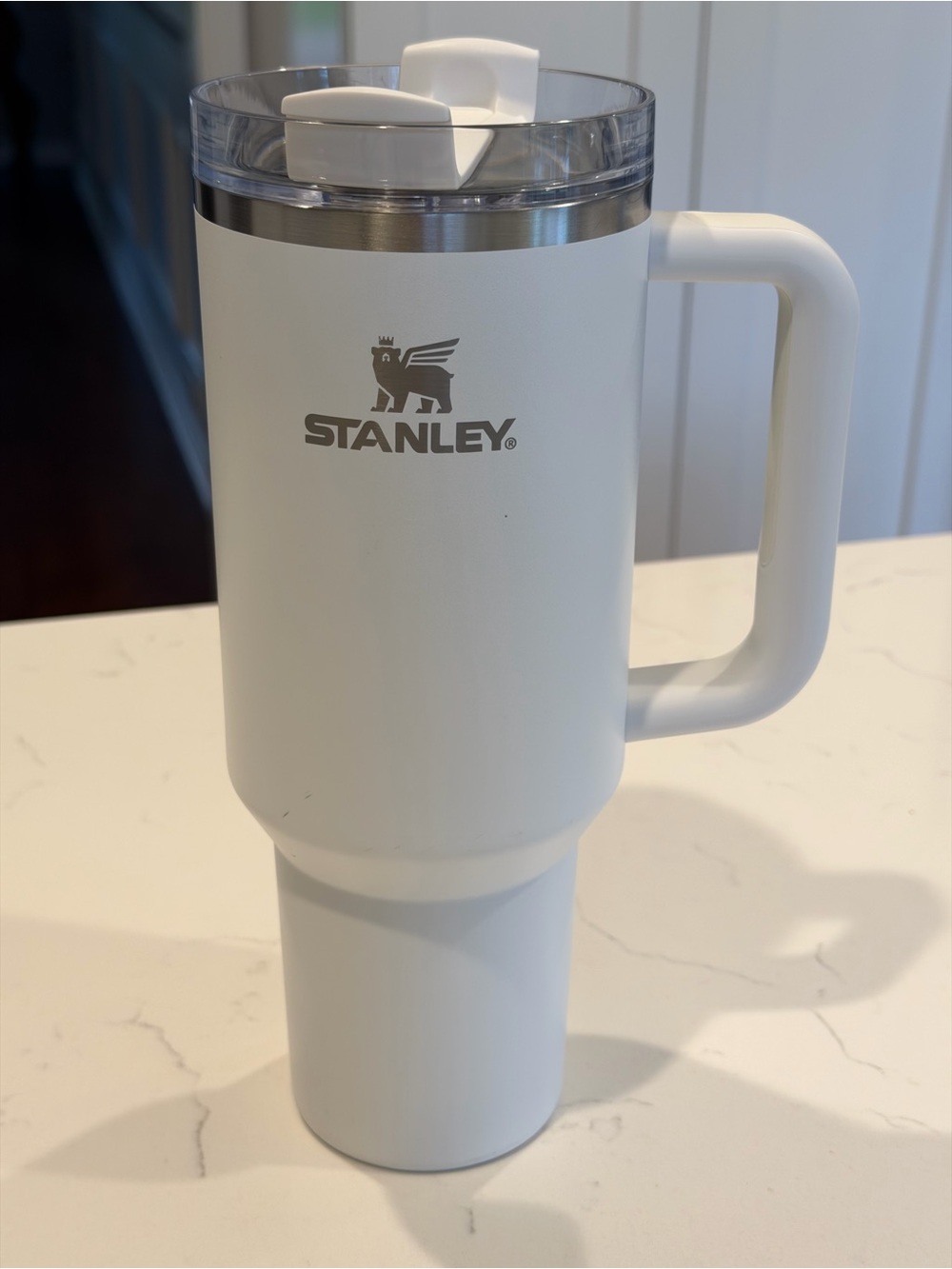 Stanley 40 oz White Travel Mug with Handle